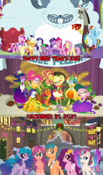 Size: 1280x2160 | Tagged: safe, artist:limedazzle, artist:not-yet-a-brony, imported from derpibooru, applejack, discord, fluttershy, hitch trailblazer, izzy moonbow, pinkie pie, pipp petals, princess cadance, princess flurry heart, rainbow dash, rarity, sci-twi, shining armor, spike, spike the regular dog, sunny starscout, sunset shimmer, twilight sparkle, zipp storm, alicorn, dog, draconequus, dragon, earth pony, pegasus, pony, unicorn, best gift ever, equestria girls, equestria girls series, holidays unwrapped, spoiler:eqg series (season 2), 2021, 2022, chestnuts roasting on an open fire, christmas, cornucopia costumes, december, friendship, g4, g5, g5 to g4, happy holidays, happy new year, holiday, humane five, humane seven, humane six, lyrics in the description, mane five (g5), mane seven, mane six, my little pony: a new generation, new years eve, o come all ye squashful, succession, the christmas song, twilight sparkle (alicorn), winged spike, wings, youtube link in the description