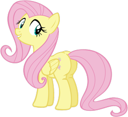 Size: 1024x936 | Tagged: artist needed, safe, imported from derpibooru, fluttershy, pegasus, pony, butt, female, flutterbutt, folded wings, full body, grin, large butt, looking at you, looking back, looking back at you, mare, pink mane, pink tail, plot, simple background, smiling, solo, standing, tail, teal eyes, three quarter view, transparent background, wings