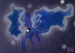 Size: 570x403 | Tagged: safe, artist:niveria25, imported from derpibooru, princess luna, alicorn, pony, female, solo, space