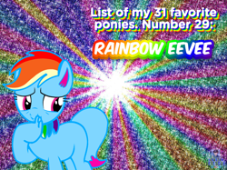 Size: 1024x767 | Tagged: safe, artist:mrstheartist, artist:ravenwolf-bases, imported from derpibooru, oc, oc only, oc:rainbow eevee, eevee, pony, 2021, abstract background, base used, blue body, eeveelution, female, mare, nintendo, pokémon, solo, tail