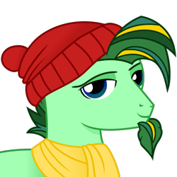 Size: 1000x1000 | Tagged: dead source, safe, artist:cirillaq, imported from derpibooru, oc, oc only, oc:thorny giggles, pony, bust, clothes, commission, facial hair, goatee, male, portrait, scarf, simple background, solo, stallion, transparent background, winter cap