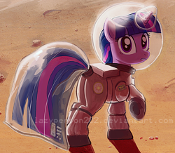 Size: 1232x1073 | Tagged: dead source, safe, artist:sophiesplushies, imported from derpibooru, twilight sparkle, pony, unicorn, astronaut, butt, cropped, female, looking at you, mare, mars, obtrusive watermark, plot, raised hoof, solo, space, space helmet, spacesuit, tail helmet, twibutt, unicorn twilight, watermark