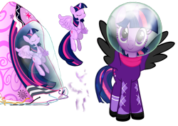Size: 1394x990 | Tagged: safe, artist:faislittlewhiteraven, imported from derpibooru, twilight sparkle, alicorn, pony, astronaut, eyes closed, female, looking at you, mare, simple background, solo, spaceship, spacesuit, transparent background, twilight sparkle (alicorn), vector