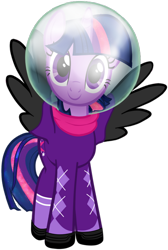 Size: 730x1089 | Tagged: safe, artist:faislittlewhiteraven, imported from derpibooru, twilight sparkle, alicorn, pony, astronaut, cropped, eyes closed, female, looking at you, mare, simple background, solo, space helmet, spacesuit, transparent background, twilight sparkle (alicorn), vector