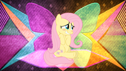 Size: 3840x2160 | Tagged: safe, artist:laszlvfx, artist:regolithx, edit, imported from derpibooru, fluttershy, pegasus, pony, blushing, cute, female, high res, mare, shyabetes, solo, wallpaper, wallpaper edit