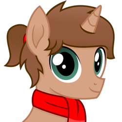 Size: 1000x1000 | Tagged: safe, artist:cirillaq, imported from derpibooru, oc, oc only, oc:heroic armour, pony, unicorn, bust, clothes, commission, horn, male, ponytail, portrait, scarf, simple background, smiling, solo, stallion, transparent background, unicorn oc