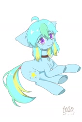 Size: 1181x1748 | Tagged: safe, artist:陌路, imported from derpibooru, oc, oc:陌路, earth pony, pony, chest fluff, earth pony oc, looking at you, simple background, smiling, solo