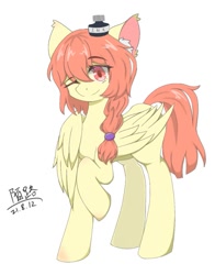 Size: 751x960 | Tagged: safe, artist:陌路, imported from derpibooru, oc, oc only, pegasus, pony, ink, looking at you, pegasus oc, raised hoof, simple background, smiling, solo