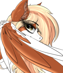 Size: 2645x3100 | Tagged: safe, artist:beamybutt, imported from derpibooru, oc, oc only, pegasus, pony, bust, ear fluff, eyelashes, female, high res, mare, pegasus oc, simple background, smiling, transparent background, wings