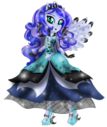 Size: 494x584 | Tagged: safe, artist:gihhbloonde, imported from derpibooru, princess luna, equestria girls, base used, clothes, dress, eyelashes, female, high heels, ponied up, shoes, simple background, transparent background