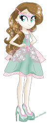 Size: 223x562 | Tagged: safe, artist:gihhbloonde, imported from derpibooru, oc, oc only, oc:gihh bloonde, equestria girls, base used, clothes, dress, eyelashes, female, hand on hip, high heels, shoes, simple background, smiling, transparent background