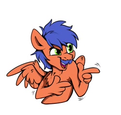 Size: 594x564 | Tagged: safe, artist:rutkotka, imported from derpibooru, oc, oc only, oc:griffin, anthro, pegasus, pony, anthro oc, facial hair, moustache, pointing, suddenly hands