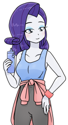 Size: 427x784 | Tagged: safe, alternate version, artist:batipin, imported from derpibooru, part of a set, rarity, equestria girls, bottle, clothes, cute, female, marathon, open mouth, raribetes, simple background, solo, tanktop, transparent background, water bottle