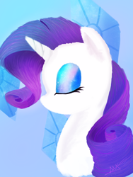 Size: 1536x2048 | Tagged: safe, artist:aanotherpony, imported from derpibooru, rarity, pony, unicorn, bust, cutie mark background, eyes closed, female, gradient background, profile, solo