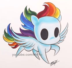 Size: 943x896 | Tagged: safe, artist:meiyu, imported from derpibooru, part of a set, rainbow dash, pegasus, pony, alternate design, hollow knight, style emulation, traditional art, watermark