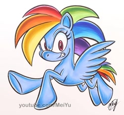 Size: 938x870 | Tagged: safe, artist:meiyu, imported from derpibooru, part of a set, rainbow dash, pegasus, pony, alternate design, sonic the hedgehog (series), style emulation, traditional art, watermark
