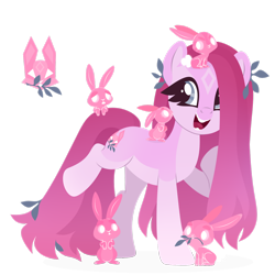 Size: 1920x1920 | Tagged: safe, artist:kabuvee, imported from derpibooru, earth pony, pony, rabbit, animal, female, magic, mare, simple background, solo, transparent background
