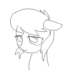 Size: 300x322 | Tagged: safe, artist:omelettepony, ponerpics exclusive, oc, oc only, oc:oopsie daisy, pegasus, pony, bust, crying, female, filly, floppy ears, frown, pegasus oc, sad, wings