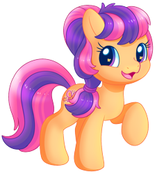 Size: 792x876 | Tagged: safe, artist:malarkey, imported from derpibooru, scootaloo, scootaloo (g3), earth pony, pony, cute, cutealoo, female, g3.5, mare, raised hoof, simple background, solo, transparent background