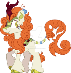 Size: 1280x1306 | Tagged: safe, artist:rohans-ponies, imported from derpibooru, autumn blaze, kirin, deviantart watermark, obtrusive watermark, simple background, solo, transparent background, watermark