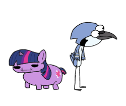 Size: 640x537 | Tagged: safe, artist:doobus goobus, imported from derpibooru, twilight sparkle, bird, blue jay, unicorn, aeroplanes and meteor showers, airplanes (song), crossover, crossover shipping, doobus goobus, female, male, meme, mordecai, mordetwi, regular show, shipping, simple background, straight, style emulation, unicorn twilight, white background