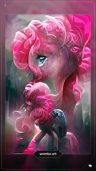 Size: 1080x1920 | Tagged: safe, generator:artflow.ai, generator:wombo.art, imported from derpibooru, part of a set, pinkie pie, abstract art, ai content, ai generated, alternate character interpretation, framed picture, modern art, surreal, url, watermark