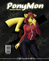 Size: 1080x1350 | Tagged: safe, artist:vandyart, imported from derpibooru, oc, oc only, anthro, hybrid, pikachu, barcode, clothes, crossover, female, hoodie, magazine cover, pants, pokémon, ponymon, solo