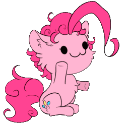 Size: 1117x1100 | Tagged: safe, artist:alcor, imported from derpibooru, pinkie pie, earth pony, pony, :3, animated, beady eyes, cheek fluff, chest fluff, chibi, cute, diapinkes, gif, simple background, sitting, transparent background, waving arms