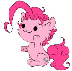 Size: 1117x1100 | Tagged: safe, alternate version, artist:alcor, imported from derpibooru, pinkie pie, earth pony, pony, :3, animated, beady eyes, cheek fluff, chest fluff, chibi, cute, diapinkes, gif, mirror image, simple background, sitting, transparent background, waving arms