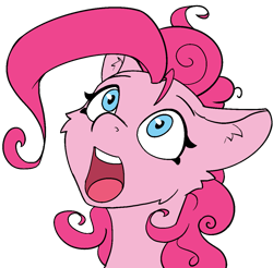 Size: 1117x1100 | Tagged: safe, artist:alcor, imported from derpibooru, pinkie pie, earth pony, pony, bust, gasp, gasping, mouth wide open, open mouth, simple background, sketch, solo, surprised face, transparent background