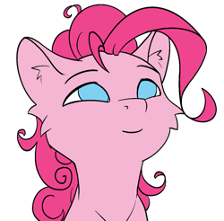 Size: 1117x1100 | Tagged: safe, artist:alcor, imported from derpibooru, pinkie pie, earth pony, pony, bust, cheek fluff, no pupils, simple background, sketch, smiling, solo, transparent background