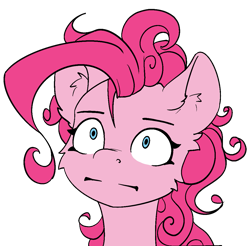 Size: 1117x1100 | Tagged: safe, artist:alcor, imported from derpibooru, pinkie pie, earth pony, pony, blank stare, bust, cheek fluff, ear fluff, female, heavy breathing, mare, portrait, reaction image, shocked, shocked expression, shocked eyes, simple background, sketch, solo, transparent background, wide eyes