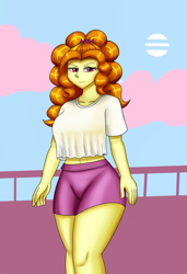 Size: 1300x1900 | Tagged: safe, artist:zachc, imported from derpibooru, adagio dazzle, equestria girls, breasts, clothes, female, looking at you, shorts, solo