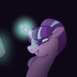 Size: 1006x1011 | Tagged: safe, artist:nitlynjane, imported from derpibooru, starlight glimmer, pony, unicorn, cutie mark, dark background, evil starlight, magic, magic aura, s5 starlight, simple background, solo