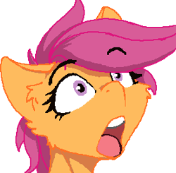 Size: 276x271 | Tagged: safe, artist:alcor, imported from derpibooru, scootaloo, pegasus, pony, gasp, looking at something, open mouth, simple background, sketch, solo, surprised face, transparent background