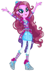 Size: 338x536 | Tagged: safe, artist:gihhbloonde, imported from derpibooru, oc, oc:music melody, equestria girls, base used, clothes, eyelashes, female, shoes, shorts, simple background, smiling, solo, transparent background