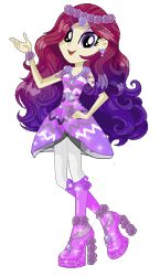 Size: 318x548 | Tagged: safe, artist:gihhbloonde, imported from derpibooru, oc, oc only, oc:condensed milk, equestria girls, base used, boots, clothes, eyelashes, female, floral head wreath, flower, high heel boots, shoes, simple background, skirt, smiling, solo, transparent background