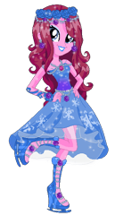 Size: 310x600 | Tagged: safe, artist:gihhbloonde, imported from derpibooru, oc, oc only, oc:music melody, equestria girls, base used, clothes, dress, eyelashes, female, floral head wreath, flower, hand on hip, ice skates, makeup, simple background, solo, transparent background