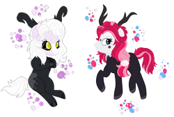 Size: 2569x1731 | Tagged: safe, artist:tragedy-kaz, imported from derpibooru, oc, oc only, earth pony, pony, antlers, black sclera, raised hoof, simple background, sitting, smiling, transparent background