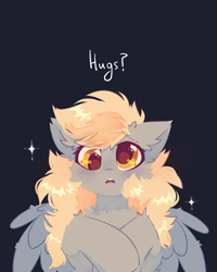 Size: 4000x5000 | Tagged: safe, artist:mirtash, imported from derpibooru, derpy hooves, pegasus, pony, blue background, dark background, ear fluff, fluffy, gray background, hug request, looking at you, simple background, solo