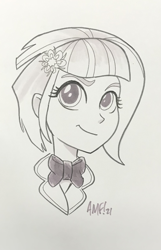 Size: 1627x2533 | Tagged: safe, artist:tonyfleecs, imported from derpibooru, sunny flare, equestria girls, friendship games, commission, commissioner:mayorlight, grayscale, looking at you, monochrome, traditional art