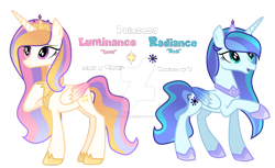 Size: 1280x782 | Tagged: safe, artist:hate-love12, imported from derpibooru, oc, oc only, oc:luminance, oc:radiance, alicorn, pony, deviantart watermark, female, magical parthenogenic spawn, mare, obtrusive watermark, offspring, parent:princess celestia, simple background, transparent background, watermark