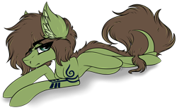 Size: 2368x1480 | Tagged: safe, artist:beamybutt, imported from derpibooru, oc, oc only, earth pony, pony, ear fluff, earth pony oc, leonine tail, looking at you, lying down, male, prone, simple background, solo, stallion, tail, tattoo, transparent background