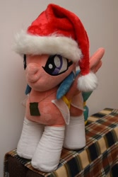 Size: 971x1457 | Tagged: safe, imported from derpibooru, somnambula, pegasus, pony, christmas, egyptian, egyptian headdress, egyptian pony, hat, holiday, irl, photo, plushie, poland, santa hat, solo