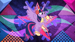 Size: 3840x2160 | Tagged: safe, artist:cloudy glow, artist:laszlvfx, edit, imported from derpibooru, twilight sparkle, alicorn, pony, clothes, earmuffs, high res, scarf, socks, solo, twilight sparkle (alicorn), wallpaper, wallpaper edit