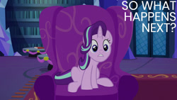 Size: 1280x720 | Tagged: safe, edit, edited screencap, editor:quoterific, imported from derpibooru, screencap, starlight glimmer, pony, unicorn, a hearth's warming tail, season 6, female, mare, solo, twilight's castle