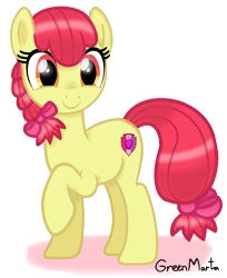 Size: 1372x1684 | Tagged: safe, artist:greenmarta, imported from derpibooru, apple bloom, earth pony, pony, alternate hairstyle, base used, female, filly, simple background, solo, teenage apple bloom, transparent background