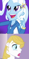 Size: 500x1014 | Tagged: safe, imported from derpibooru, prince blueblood, trixie, equestria girls, bluetrix, female, male, shipping, shipping domino, straight, surprised blueblood