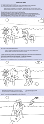 Size: 1400x3943 | Tagged: safe, artist:nuttyhoof, imported from derpibooru, oc, oc:bingo, 1000 hours in ms paint, crying, cyoa, cyoa:bingo's cyoa, film camera, filming, flower shirt, flying, flying saucer, horseria, licking, moon, nervous sweat, night, tongue out, ufo