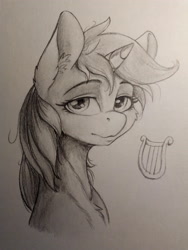 Size: 3456x4608 | Tagged: safe, artist:alcor, imported from derpibooru, lyra heartstrings, pony, looking at you, pencil drawing, sketch, sternocleidomastoid, traditional art